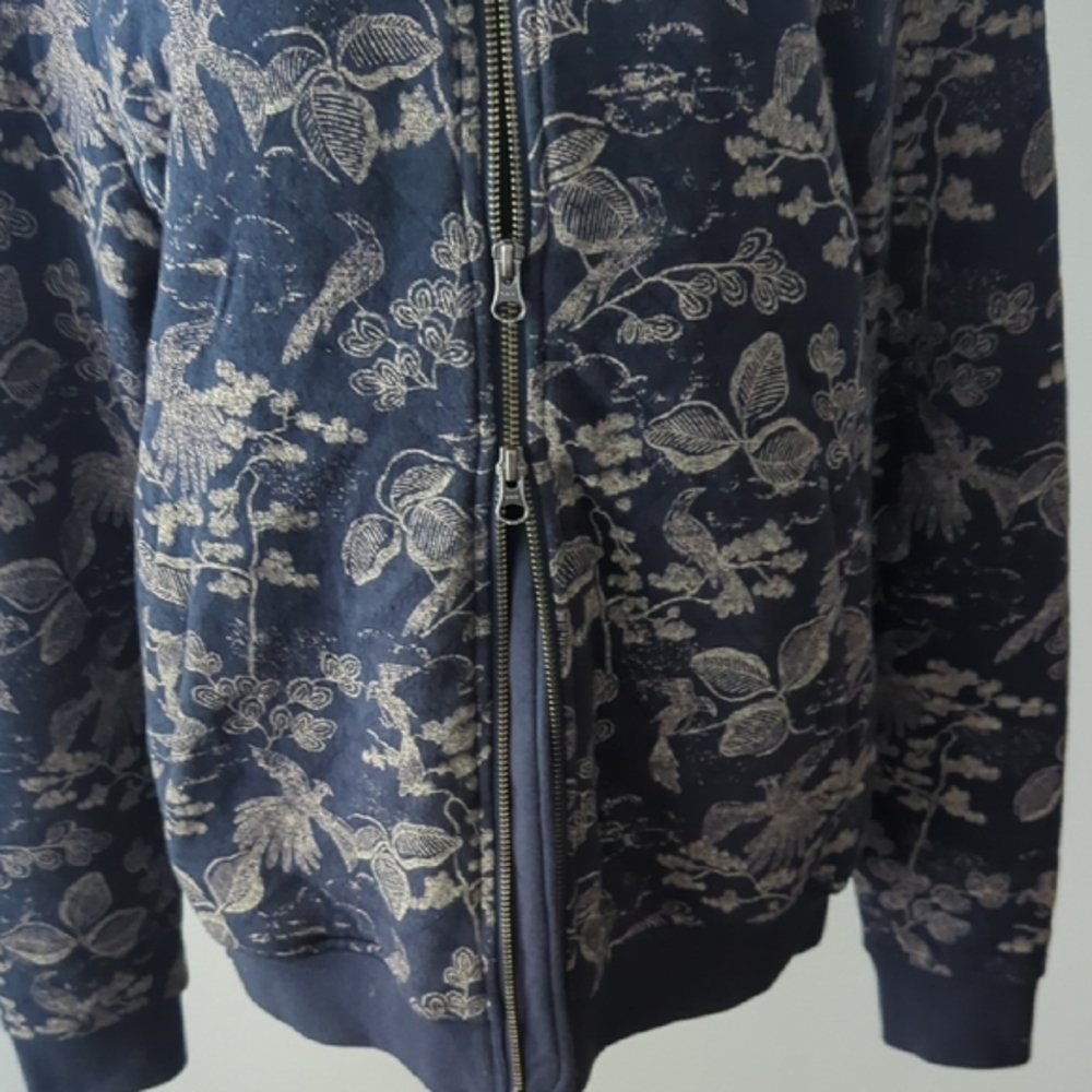 Frank + Oak Quilted Botanical Print Design Jacket in Rich Navy - Picture 7 of 10